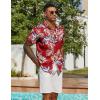 COOFANDY Men’s Hawaiian Shirt Short Sleeve Floral Button Down Shirts Tropical Vacation Beach Shirts with Pocket(Red – Tropical Leaf)