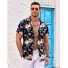 COOFANDY Mens Hawaiian Shirts Short Sleeve Casual Button Down Beach Vacation Summer Shirt(Navy Blue-tropical Floral)
