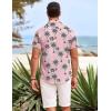 COOFANDY Mens Hawaiian Shirts Short Sleeve Casual Button Down Beach Vacation Summer Shirt(Pink-coconut Tree)