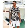 COOFANDY Mens Hawaiian Shirts Short Sleeve Tropical Button Down Shirts Floral Summer Beach Shirt(Black – Khaki Leaves)