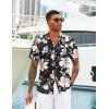 COOFANDY Mens Hawaiian Shirts Short Sleeve Tropical Button Down Shirts Floral Summer Beach Shirt(Black – White Flower)