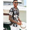 COOFANDY Mens Hawaiian Shirts Short Sleeve Tropical Button Down Shirts Floral Summer Beach Shirt(Black – White Flower)