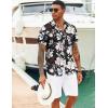 COOFANDY Mens Hawaiian Shirts Short Sleeve Tropical Button Down Shirts Floral Summer Beach Shirt(Black – White Flower)