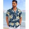 COOFANDY Mens Hawaiian Shirts Short Sleeve Tropical Button Down Shirts Floral Summer Beach Shirt(Black – White Leaf)