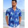 COOFANDY Mens Hawaiian Shirts Short Sleeve Tropical Button Down Shirts Floral Summer Beach Shirt(Blue – Palm Leaf)