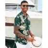 COOFANDY Mens Hawaiian Shirts Short Sleeve Tropical Button Down Shirts Floral Summer Beach Shirt(Green – Palm Tree)