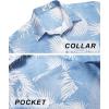 COOFANDY Mens Hawaiian Shirts Short Sleeve Tropical Button Down Shirts Floral Summer Beach Shirt(Light Blue – Plam Leaf)