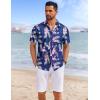 COOFANDY Mens Hawaiian Shirts Short Sleeve Tropical Button Down Shirts Floral Summer Beach Shirt(Navy Blue – Flamingo)