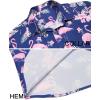 COOFANDY Mens Hawaiian Shirts Short Sleeve Tropical Button Down Shirts Floral Summer Beach Shirt(Navy Blue – Flamingo)