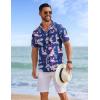 COOFANDY Mens Hawaiian Shirts Short Sleeve Tropical Button Down Shirts Floral Summer Beach Shirt(Navy Blue – Flamingo)