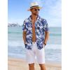 COOFANDY Mens Hawaiian Shirts Short Sleeve Tropical Button Down Shirts Floral Summer Beach Shirt(Navy Blue – White Leaf)