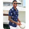 COOFANDY Mens Hawaiian Shirts Short Sleeve Tropical Button Down Shirts Floral Summer Beach Shirt(Royal Blue – Palm Tree)