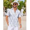 COOFANDY Mens Hawaiian Shirts Short Sleeve Tropical Button Down Shirts Floral Summer Beach Shirt(White – Blue Floral)