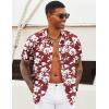 COOFANDY Mens Hawaiian Shirts Short Sleeve Tropical Button Down Shirts Floral Summer Beach Shirt(Wine Red – White Floral)