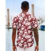 COOFANDY Mens Hawaiian Shirts Short Sleeve Tropical Button Down Shirts Floral Summer Beach Shirt(Wine Red – White Floral)