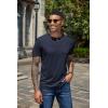 COOFANDY Men’s Henley Shirts Short Sleeve Casual Basic Henley Tee Summer Button Lightweight Stretch T Shirts(Dark Navy Blue)