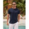 COOFANDY Men’s Henley Shirts Short Sleeve Casual Basic Henley Tee Summer Button Lightweight Stretch T Shirts(Dark Navy Blue)