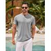 COOFANDY Men’s Henley Shirts Short Sleeve Casual Basic Henley Tee Summer Button Lightweight Stretch T Shirts(Light Gray)