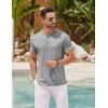 COOFANDY Men’s Henley Shirts Short Sleeve Casual Basic Henley Tee Summer Button Lightweight Stretch T Shirts(Light Gray)