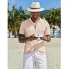 COOFANDY Men’s Knit Shirts Vintage Short Sleeve Button Down Shirt Casual Summer Beach Shirt(Apricot)