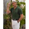 COOFANDY Men’s Knit Shirts Vintage Short Sleeve Button Down Shirt Casual Summer Beach Shirt(Army Green)
