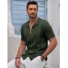 COOFANDY Men’s Knit Shirts Vintage Short Sleeve Button Down Shirt Casual Summer Beach Shirt(Army Green)
