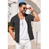 COOFANDY Men’s Knit Shirts Vintage Short Sleeve Button Down Shirt Casual Summer Beach Shirt(Black)