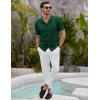 COOFANDY Men’s Knit Shirts Vintage Short Sleeve Button Down Shirt Casual Summer Beach Shirt(Green)