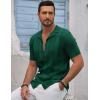 COOFANDY Men’s Knit Shirts Vintage Short Sleeve Button Down Shirt Casual Summer Beach Shirt(Green)