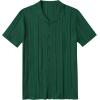COOFANDY Men’s Knit Shirts Vintage Short Sleeve Button Down Shirt Casual Summer Beach Shirt(Green)