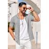 COOFANDY Men’s Knit Shirts Vintage Short Sleeve Button Down Shirt Casual Summer Beach Shirt(Light Gray)