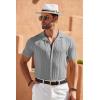 COOFANDY Men’s Knit Shirts Vintage Short Sleeve Button Down Shirt Casual Summer Beach Shirt(Light Gray)