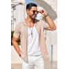 COOFANDY Men’s Knit Shirts Vintage Short Sleeve Button Down Shirt Casual Summer Beach Shirt(Pink)