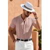 COOFANDY Men’s Knit Shirts Vintage Short Sleeve Button Down Shirt Casual Summer Beach Shirt(Pink)