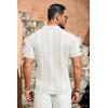 COOFANDY Men’s Knit Shirts Vintage Short Sleeve Button Down Shirt Casual Summer Beach Shirt(White)