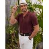 COOFANDY Men’s Knit Shirts Vintage Short Sleeve Button Down Shirt Casual Summer Beach Shirt(Wine Red)