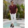 COOFANDY Men’s Knit Shirts Vintage Short Sleeve Button Down Shirt Casual Summer Beach Shirt(Wine Red)