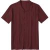 COOFANDY Men’s Knit Shirts Vintage Short Sleeve Button Down Shirt Casual Summer Beach Shirt(Wine Red)