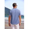 COOFANDY Men’s Linen Henley Shirt Short Sleeve Casual Summer Beach Hippie T Shirts(Striped Blue)