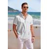 COOFANDY Men’s Linen Henley Shirt Short Sleeve Casual Summer Beach Hippie T Shirts(Striped White)