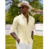 COOFANDY Men’s Linen Long Sleeve Shirts Casual Button Down Untucked Shirt Vacation Wedding Shirts with Pocket(Beige)