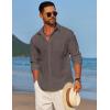 COOFANDY Men’s Linen Long Sleeve Shirts Casual Button Down Untucked Shirt Vacation Wedding Shirts with Pocket(Brown)