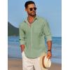 COOFANDY Men’s Linen Long Sleeve Shirts Casual Button Down Untucked Shirt Vacation Wedding Shirts with Pocket(Dark Green)