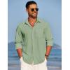 COOFANDY Men’s Linen Long Sleeve Shirts Casual Button Down Untucked Shirt Vacation Wedding Shirts with Pocket(Dark Green)