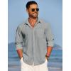 COOFANDY Men’s Linen Long Sleeve Shirts Casual Button Down Untucked Shirt Vacation Wedding Shirts with Pocket(Dark Grey)