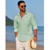 COOFANDY Men’s Linen Long Sleeve Shirts Casual Button Down Untucked Shirt Vacation Wedding Shirts with Pocket(Light Green)