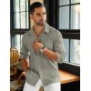 COOFANDY Men’s Linen Long Sleeve Shirts Casual Button Down Untucked Shirt Vacation Wedding Shirts with Pocket(Light Grey)