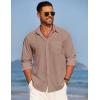 COOFANDY Men’s Linen Long Sleeve Shirts Casual Button Down Untucked Shirt Vacation Wedding Shirts with Pocket(Red)