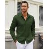 COOFANDY Men’s Long Sleeve Wrinkle Free Shirt Casual Button Down Shirts Stretch Dress Shirt with Pocket(Army Green)