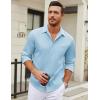 COOFANDY Men’s Long Sleeve Wrinkle Free Shirt Casual Button Down Shirts Stretch Dress Shirt with Pocket(Light Blue)